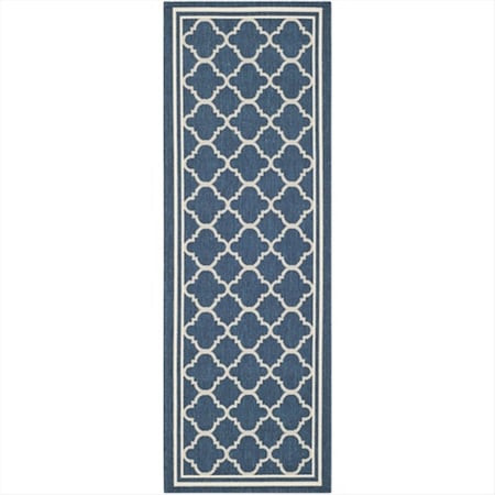 Safavieh 2 Ft. -7 In. X 5 Ft. Runner Indoor-Outdoor Courtyard- Navy And Beige- Machine Made Rug CY6918-268-3